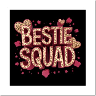 Bestie Squad Pink Leopard Friends Women Girls Toddlers Cute Posters and Art